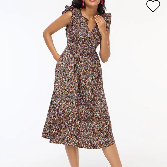 Navy with flower print midi dress - Picture 3 of 5